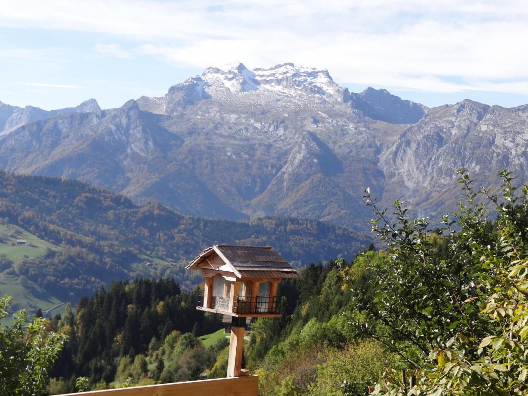 Chalet l'HerminernTerrasse en hiver, massif de la Tournette