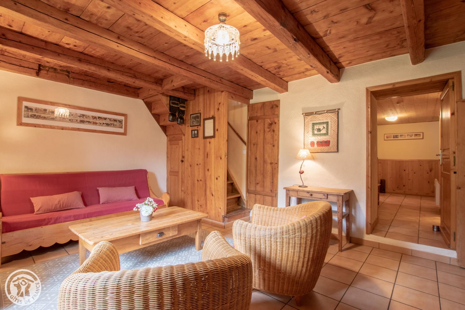 Une des chambres de l'&eacute;tage comporte 3 lits de 90, id&eacute;ale pour les enfants.